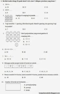 Prediksi Matematika Kelas 1 SD UKK Semester 2 TA 2013 2014