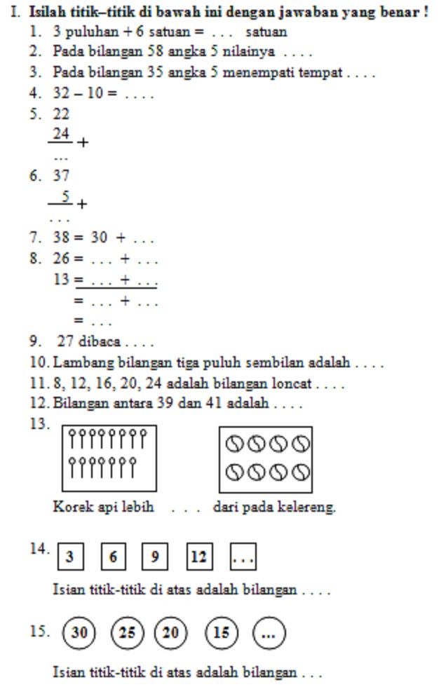 5 Contoh Kumpulan Soal Kelas 1 Semester 2 Kurikulum 2013 Siap Cetak yang Wajib Dimiliki Orang Tua