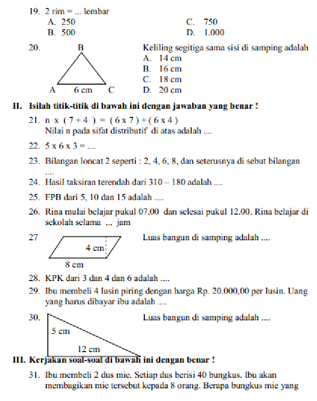 5 Contoh Soal Matematika Tema Kelas 4 Semester 2 Terbukti Bikin Anak Paham Sebelum Ujian