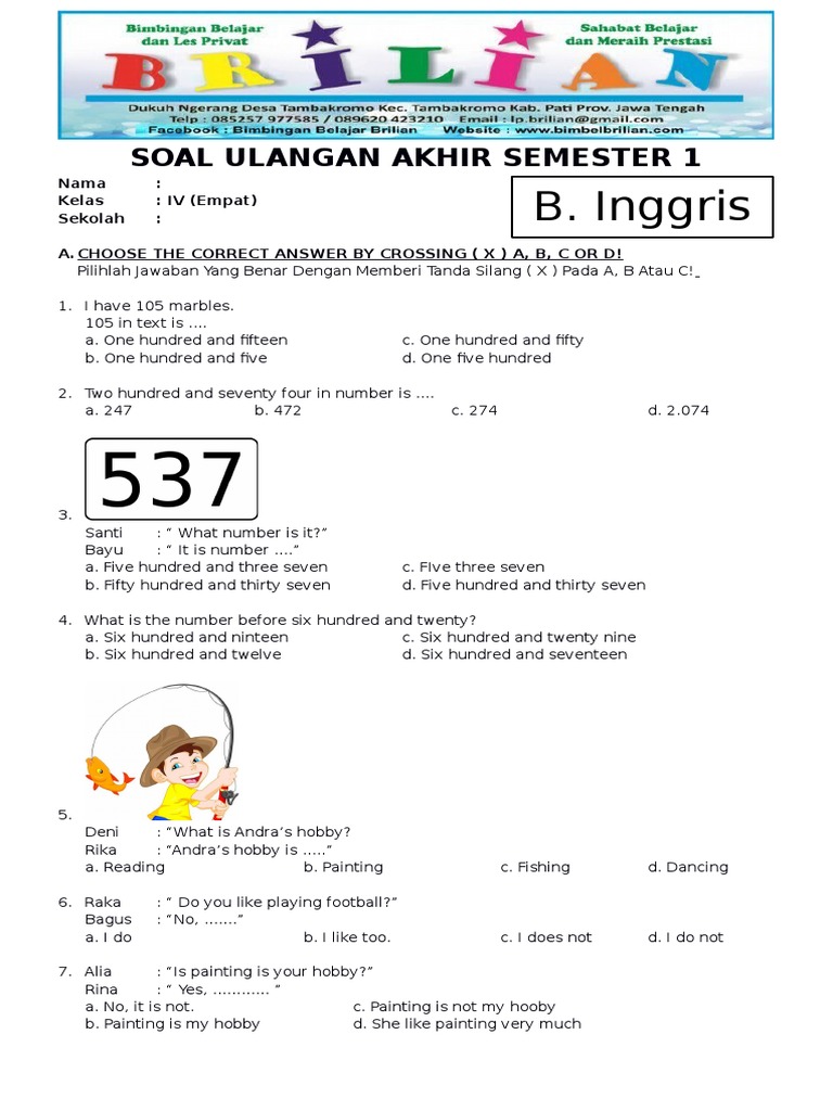 5 Contoh Soal UTS Bahasa Inggris Kelas 4 SD Semester 1 yang Wajib Dikuasai Siswa di Tahun 2026 5 Contoh Soal UTS Bahasa Inggris Kelas 4 SD Semester 1 yang Wajib Dikuasai Siswa di Tahun 2026