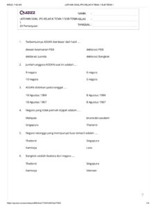 Latihan Soal Ips Kelas 6 Tema 1 Sub Tema 1 PDF