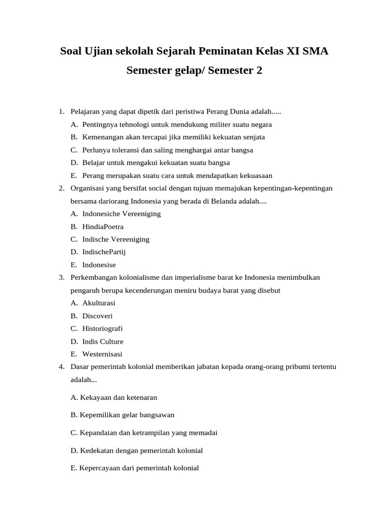 5 Fakta Mengejutkan dari Kunci Jawaban Soal Sejarah Peminatan Kelas 11 Semester 2 yang Wajib Diketahui 5 Fakta Mengejutkan dari Kunci Jawaban Soal Sejarah Peminatan Kelas 11 Semester 2 yang Wajib Diketahui