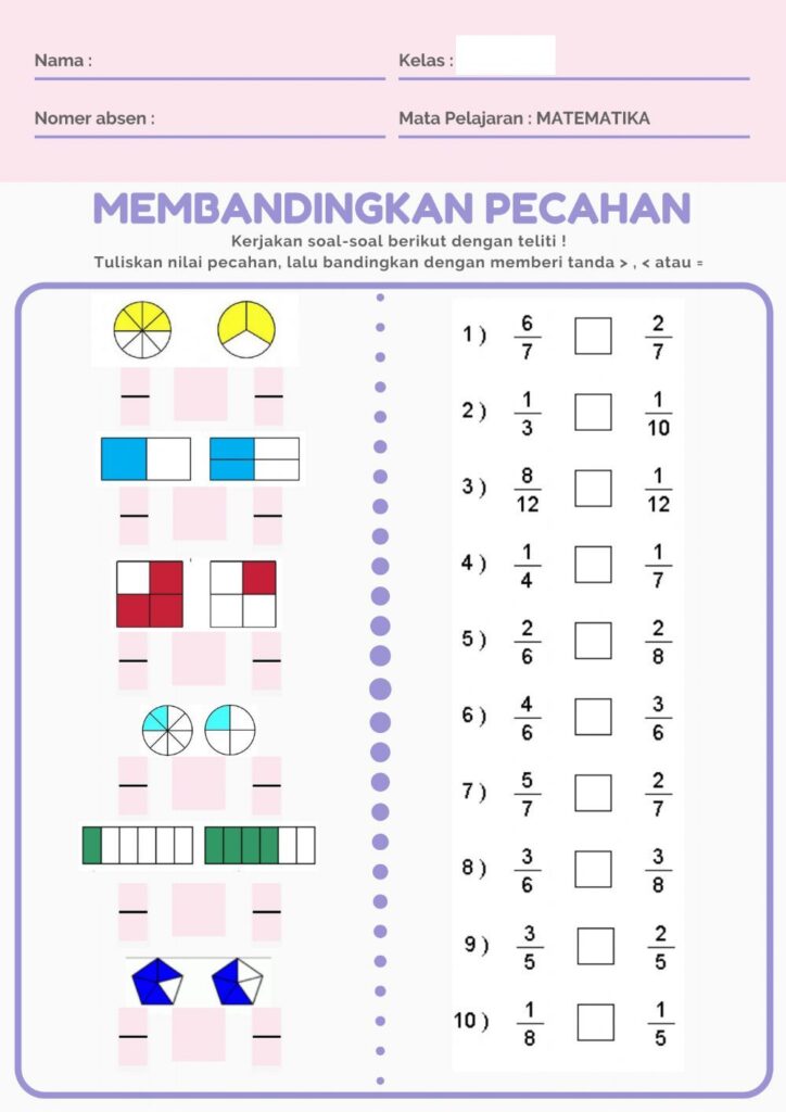 5 Latihan Seru Contoh Soal PAS I Matematika Membandingkan Pecahan Kelas 4 yang Wajib Dikuasai