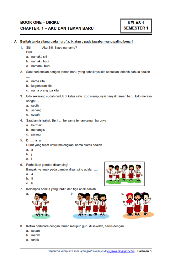 5 Soal Tematik Kelas 1 Kurikulum 2013 Paling Sering Muncul di Semester 1 2026, Wajib Dihafalkan 5 Soal Tematik Kelas 1 Kurikulum 2013 Paling Sering Muncul di Semester 1 2026, Wajib Dihafalkan