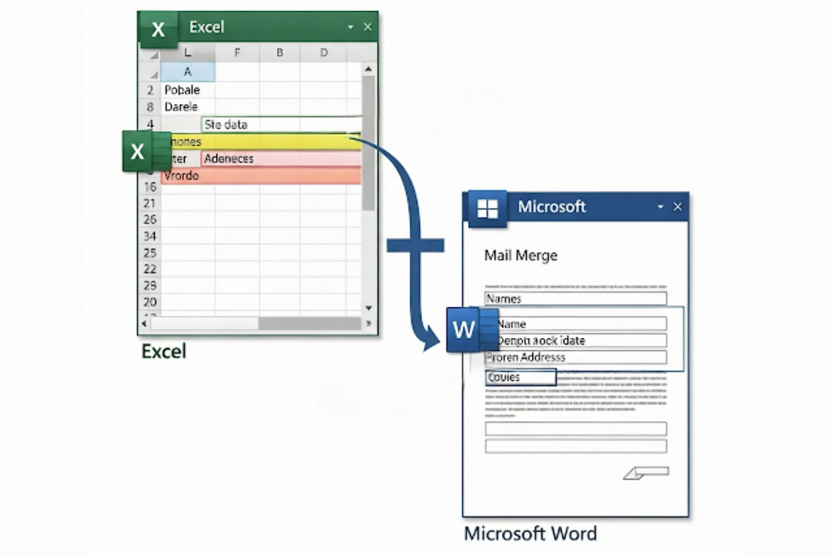 Memasukkan dan menghubungkan data dari Excel ke Word Memasukkan dan menghubungkan data dari Excel ke Word