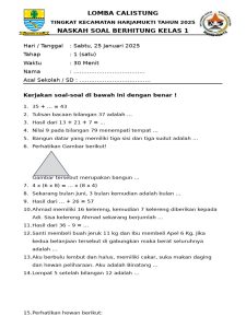 Soal Lomba Calistung Kelas 1 SD 2025 PDF