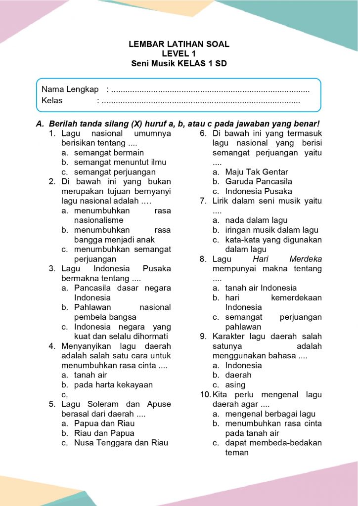 7 Contoh Soal SD Kelas 1 Tentang Lagu yang Membuat Anak Cepat Menghafal dan Berirama 7 Contoh Soal SD Kelas 1 Tentang Lagu yang Membuat Anak Cepat Menghafal dan Berirama