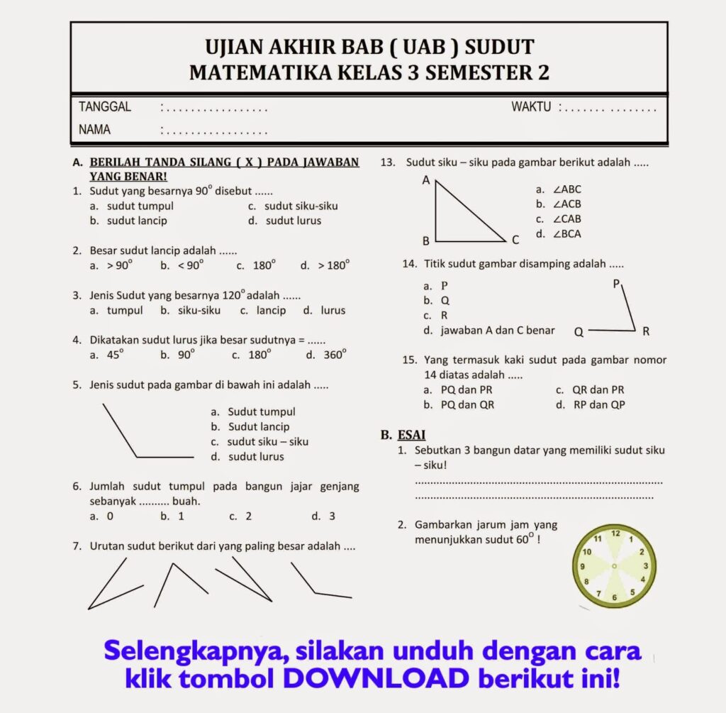 7 Rahasia Latihan Contoh Soal Matematika Tentang Sudut Kelas 4 SD Agar Anak Cepat Pintar 7 Rahasia Latihan Contoh Soal Matematika Tentang Sudut Kelas 4 SD Agar Anak Cepat Pintar