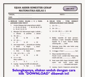 Mempersiapkan Buah Hati Menuju Sukses Contoh Soal UKK Kelas 1 SD