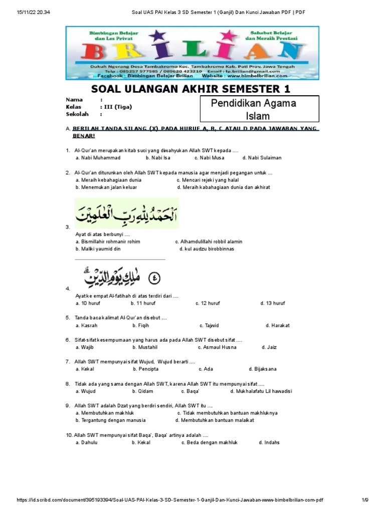 Rahasia Lulus Nilai Sempurna Bocoran soal uas pai smt 1 kelas 3 sd Terbaru Rahasia Lulus Nilai Sempurna Bocoran soal uas pai smt 1 kelas 3 sd Terbaru