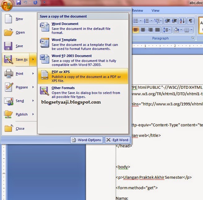 Cara Mudah Merubah File MS Word ke PDF Blog Setya Aji Cara Mudah Merubah File MS Word ke PDF Blog Setya Aji