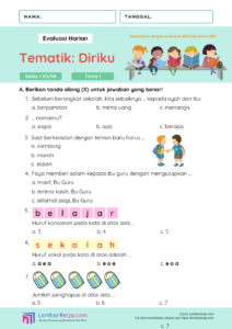 Uji Pemahaman Diri Contoh Soal Ulangan Harian Kelas 1 Tema 2