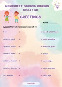 Contoh Soal Bahasa Inggris Kelas 1 SD Kosakata dan Latihan Soal