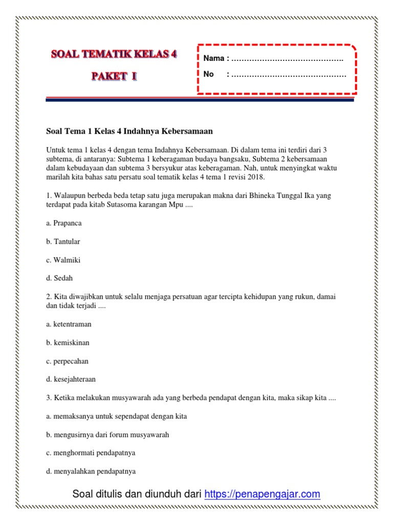 Wajib Tahu! 3 Rahasia Jawaban Soal Tematik Kelas 4 Tema 1 Edisi Revisi Terbaru Wajib Tahu! 3 Rahasia Jawaban Soal Tematik Kelas 4 Tema 1 Edisi Revisi Terbaru