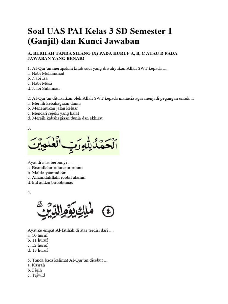 Wajib Tahu Bocoran Soal UAS PAI Semester 1 Kelas 3 SD Agar Nilai Langsung Bagus Wajib Tahu Bocoran Soal UAS PAI Semester 1 Kelas 3 SD Agar Nilai Langsung Bagus
