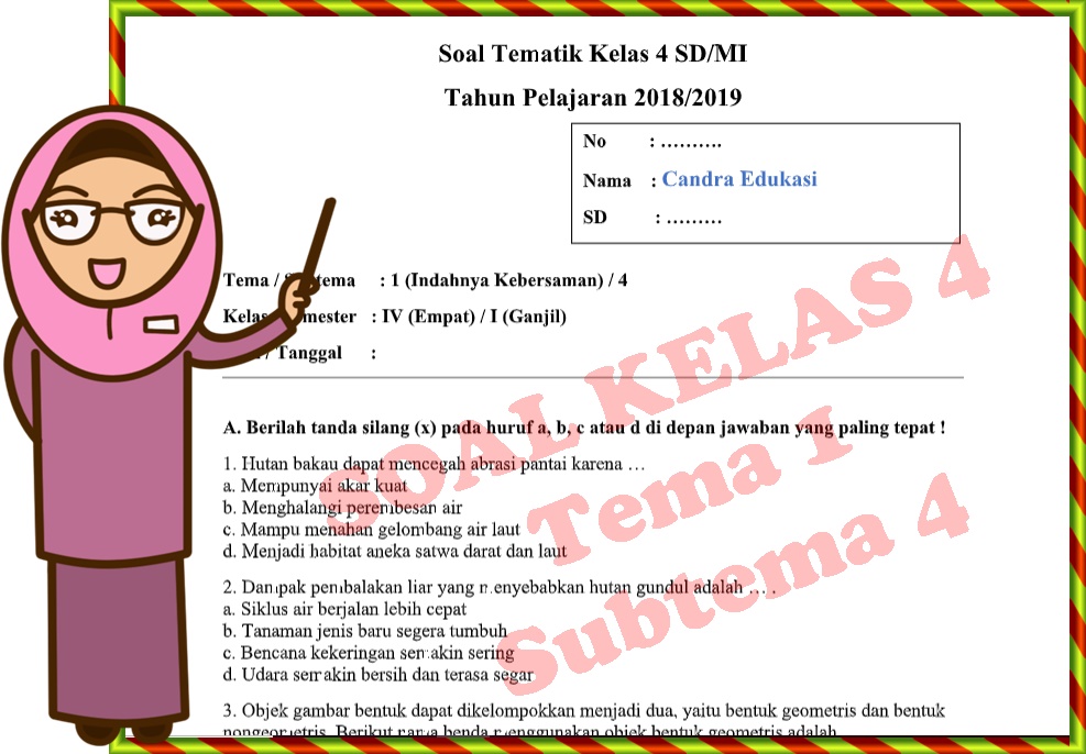 Wajib Tahu Link soal tematik kelas 4 tema 1 download Terbaru Agar Anak Makin Pintar