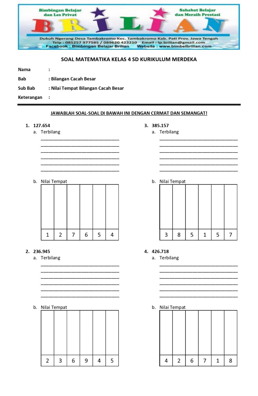 Soal Matematika Kelas 4 - Piffle me